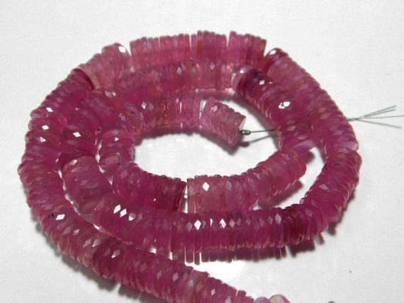 BEADS GEMSTONE 388 carat-AAA SUPERB Ruby Micro Cut LARGE Micro Cut wheel Rondelles- 16 Inch Long Strand -Stones measure- 8-8.50mm Code-HIGH-7594
