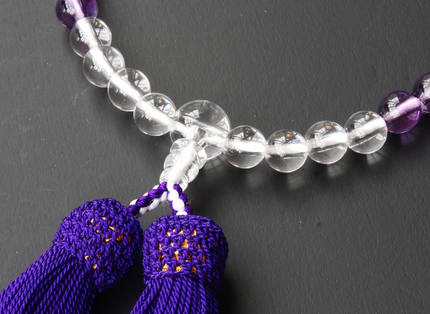 Nakago Women's Beads Purple Crystal Gradient 0.3 inch (7 mm) with Crystal, Pure Silk Head
