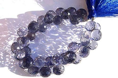 full 6.5 inches strand. - iolite quartz micro faceted onion briolettes size 9-10mm