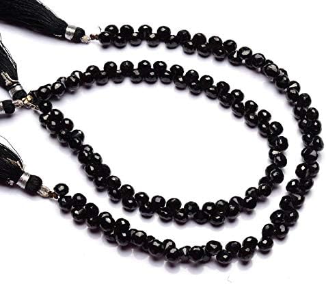 GEMZ 13 inch Strand of Natural Black Spinel Onion Shape Faceted Cut Black Color briollete Beads for DIY Jewelry Making- Earring Necklace Bracelet.