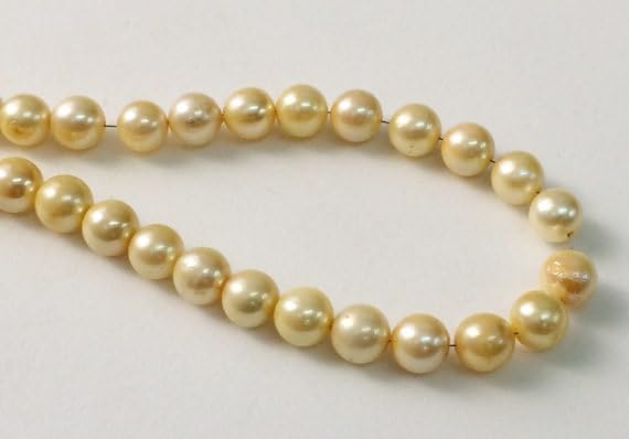 BEADS GEMSTONE 1 Strand Natural Gold South Sea Pearls Cultured, Natural Pearls, Original South Sea Pearls Non Treated Round Balls, 5.5-6.5mm, 4 Inch Code-HIGH-18193