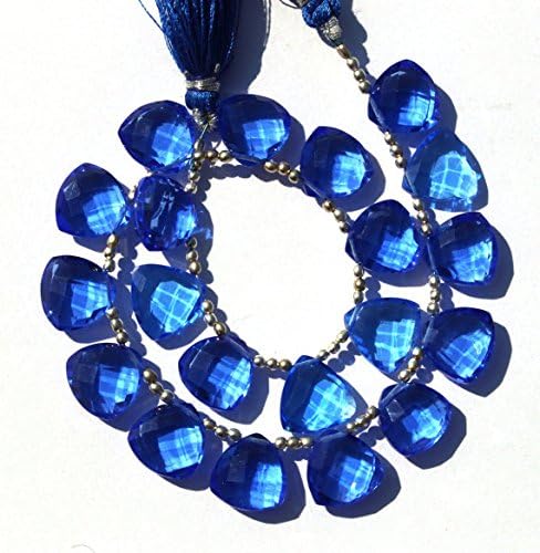 12x12 mm blue quartz faceted trillion briolettes, loose gemstone briolette beads 11 inch