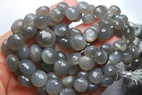8'' Long Strand, Natural Huge Size Grey Moonstone Faceted Onion Briolettes, Size 14.5-10.5mm Huge