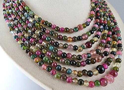 Natural 7 Line MULTI TOURMALINE Rondelle BEADS Necklace 22 INCHES 8.5MM TO 4.5MM