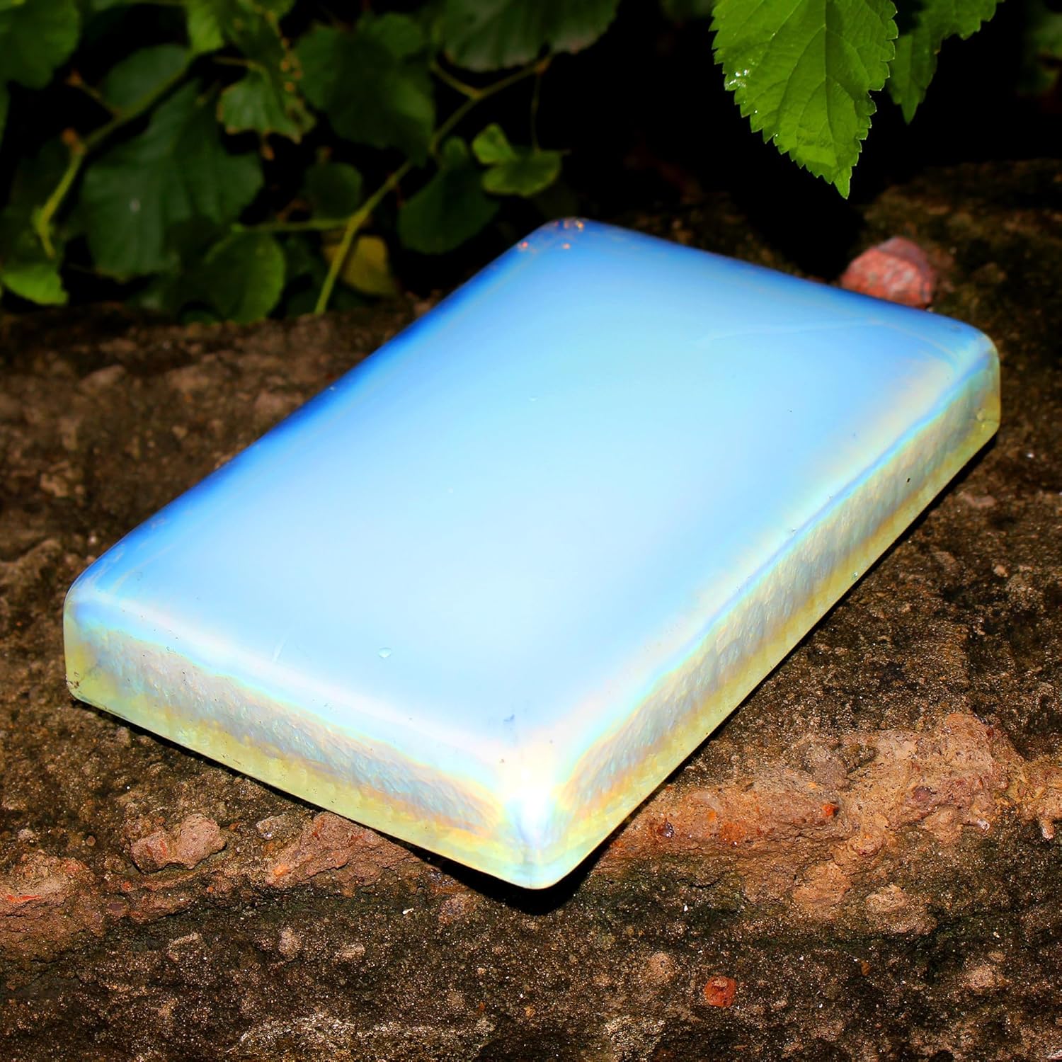 REAL-GEMS Opalite Real Blue Energy Chunk Slab 16 cm 1126 Grams for Office Decoration