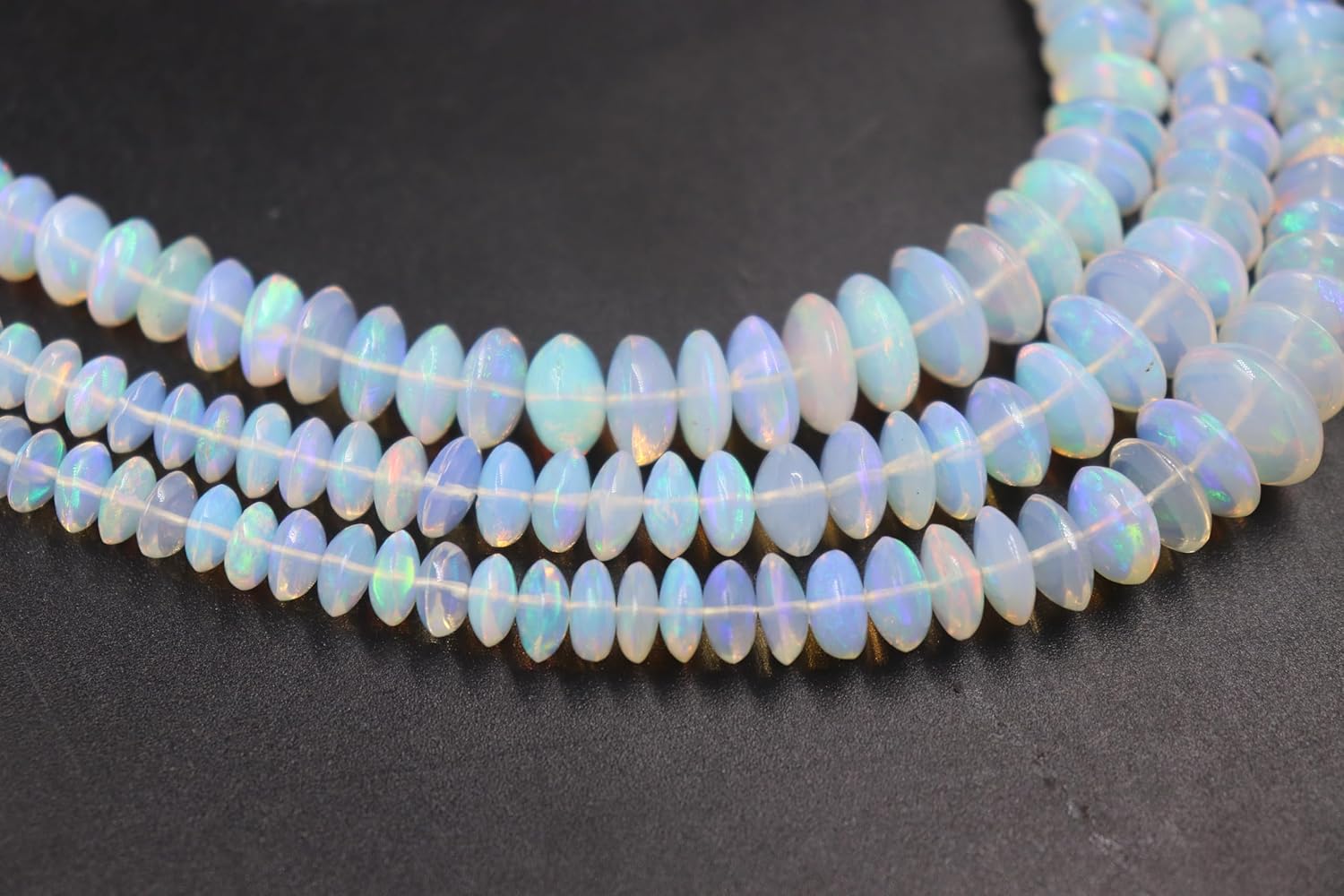 Natural Ethiopian Opal Smooth Saucer Beads, AAA+ Quality, Rainbow Fire Color, 6-10mm Size for Jewelry Making