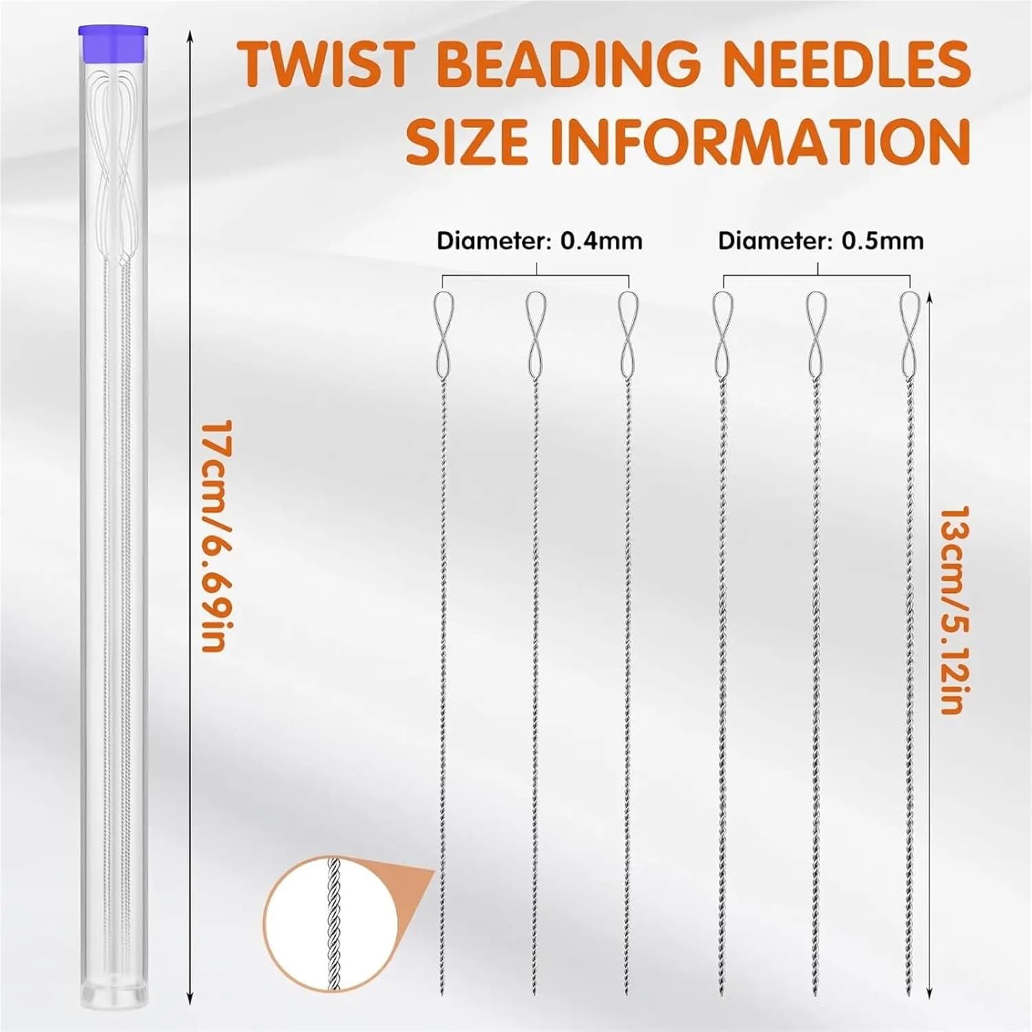 Beading Needles 4/8/12set* 6Pcs Beading Needles Collapsible Eye Twist Seed Bead Twisted Wire Needle for Jewelry Making(12set)