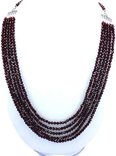 Natural Faceted Red Garnet 4 mm Round Beads 24'' Neck Code-HIGH-47043