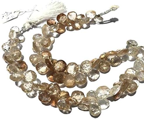 AAA Imperial Copper Topaz Faceted Heart Shap Briolette Beads,Natural Imperial Topaz 10 to11 mm 8 Inch Loose Briolettes,Imperial Copper Topaz