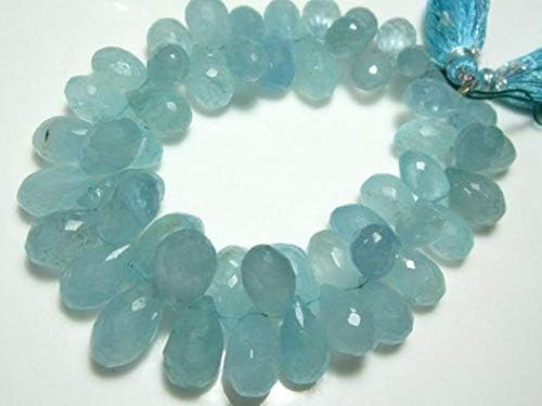 346 Carat-AA-Opaque Blue Aquamarine Faceted Tear Drops- 8 Inch Long Strand -Stones Measure- 13x7-17x9mm Code-HIGH-6820