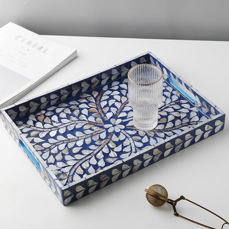 Cafeteria Tray Shell Tray Desktop Decoration Fruit Tray Storage Tray Home Creative Ornaments Storage Tray Blue Tray Serving Trays