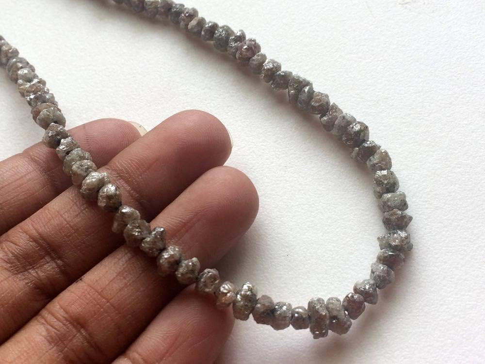 4.5-6mm Gray Rough Diamonds, 1mm Hole Size Natural Gray Raw Diamond Beads, Uncut Diamond Beads For Jewelry (2Pcs To 10pcs) - DS4125, 4.5-6.5 MM
