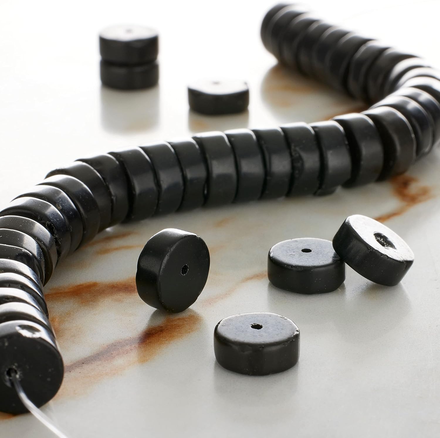 Bead Landing Black Jasper Heishi Beads, 10mm, 12 Pack