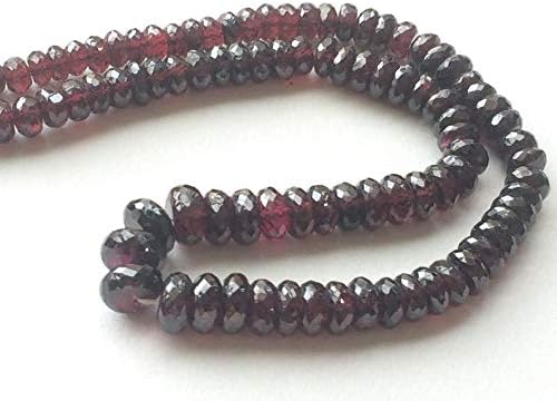 Garnet Beads, Natural Garnet Faceted Rondlle Beads, Garnet Necklace, 5-10mm, 8 Inch, 56 Pcs