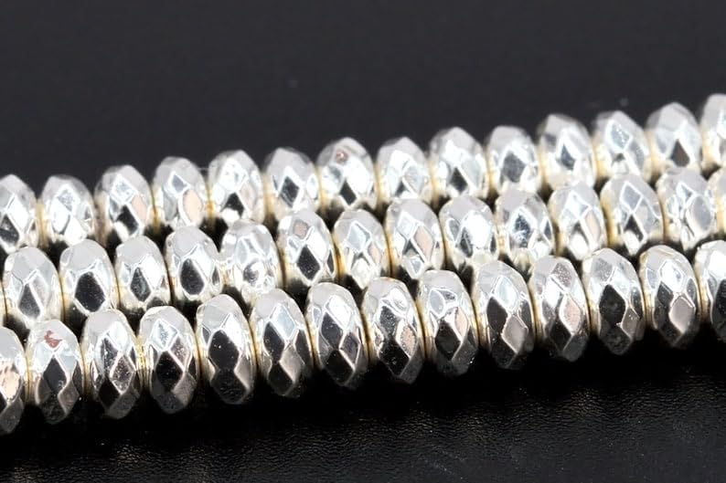 13 inch Strand of Natural gem Hematite, 3-4mm Round Faceted Beads for DIY Jewelry Making. | Beads_04616, As Per Photo