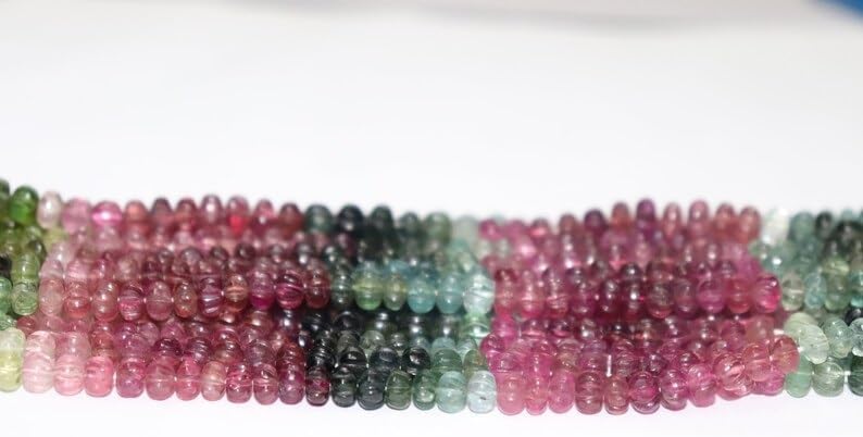 Multi Tourmaline Smooth Carved Rondelle Shape Beads 5 mm Tourmaline Melon Shape Beads Tourmaline Smooth rondelle for Making Jwelery