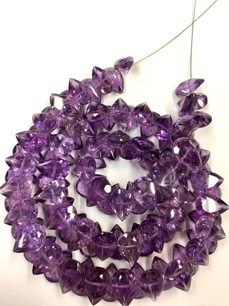 13 inch Strand of Natural gem Amethyst, 12x8mm pear Faceted Beads for DIY Jewelry Making. | Beads_01842