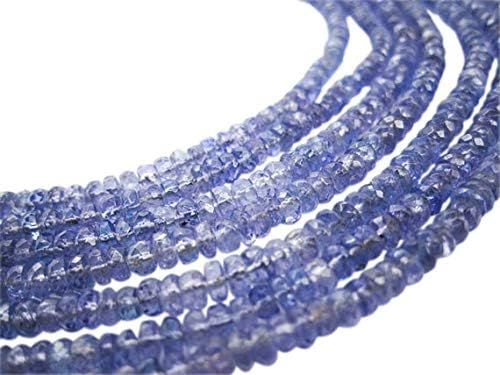 LOVEKUSH LKBEADS Tanzanite Beads, Tanzanite Rondelles, Natural Tanzanite Beads 8 inch Strand 3-3.5mm Code-HIGH-68805