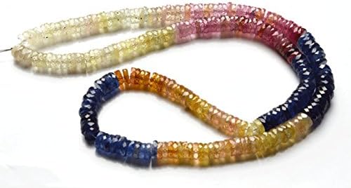1 Strand Natural 15 inch Stands Extremely Super Finest, AAA Multi Color Sapphire Faceted Shape Tyre Cut Beads 5 to 5.5 MM