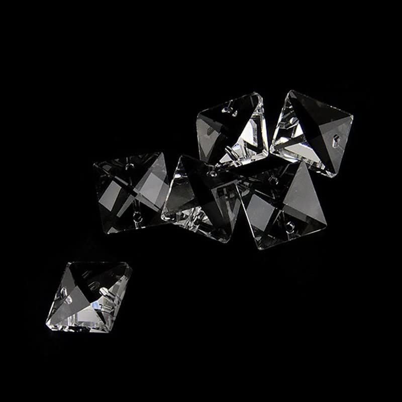 Hanging Crystals Prisms 50~280pcs Clear 14mm/16mm/18mm/20mm/22mm Square Crystal Chandelier Beads in 2 Holes for Parts Pendant Prism Hangings Crystals for Decoration(280pcs,22mm)
