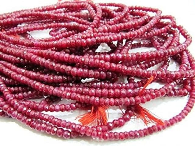 Natural Ruby Micro Faceted Beads Size 3.5mm to 4.5mm, 13 inch Long lot of 10 Strands CHIK-STRD-95637