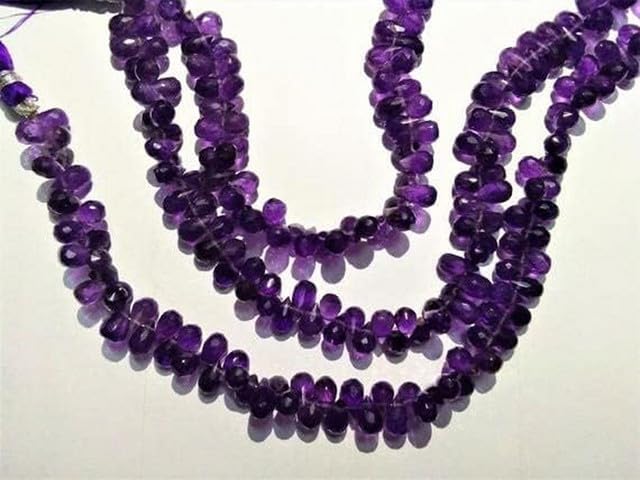 Natural Amethyst 4x6 to5x7mm Faceted Drop Beads,Amethyst Loose Beads 6 Inches lot of 25 Strands CHIK-STRD-97622