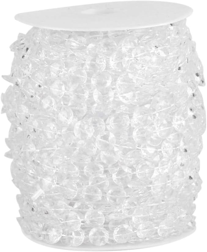 Party Decorations Transparent Clear Acrylic Crystal Bead Strand DIY Wedding Holiday Decoration Iridescent Garland Rhinestone 30m/roll
