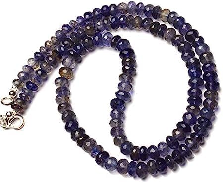 Hand_Crafted 26 Inch Natural Iolite 5-6 mm rondelle Faceted Beads for Jewelry Makinge YO-NECK-21311