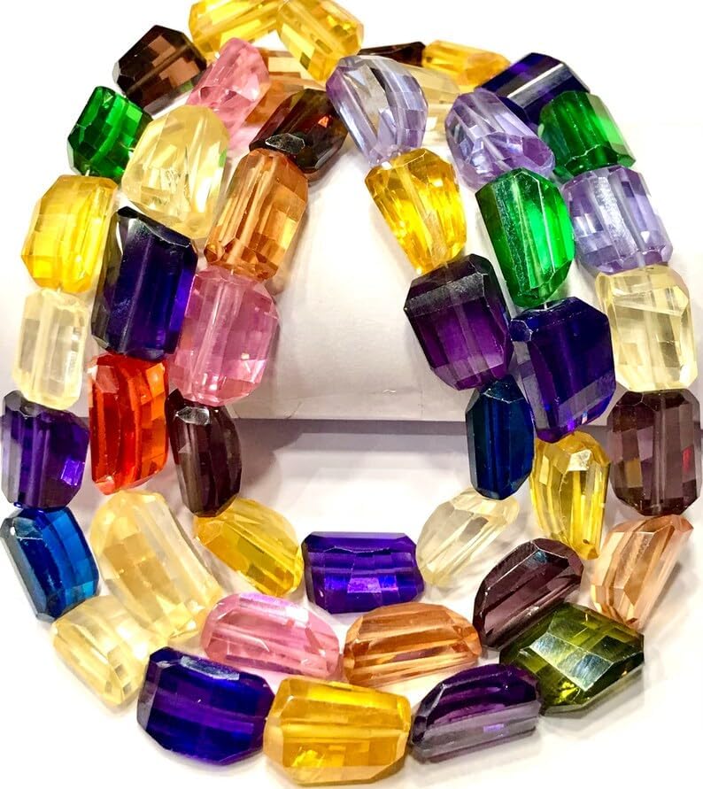 Natural Multi Zircon Tumble Faceted Beads 9x12-13x15mm 24 inch Long String Jewelry Making Gemstone Beads for Necklace Bracelet