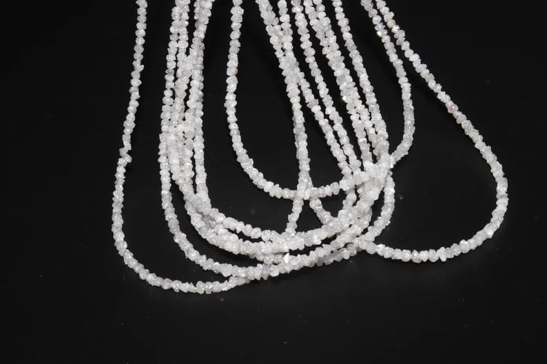 Natural Raw White Diamond Uncut Beads 2-3.5MM Uncut Diamond Beads Strand for Jewelry Making