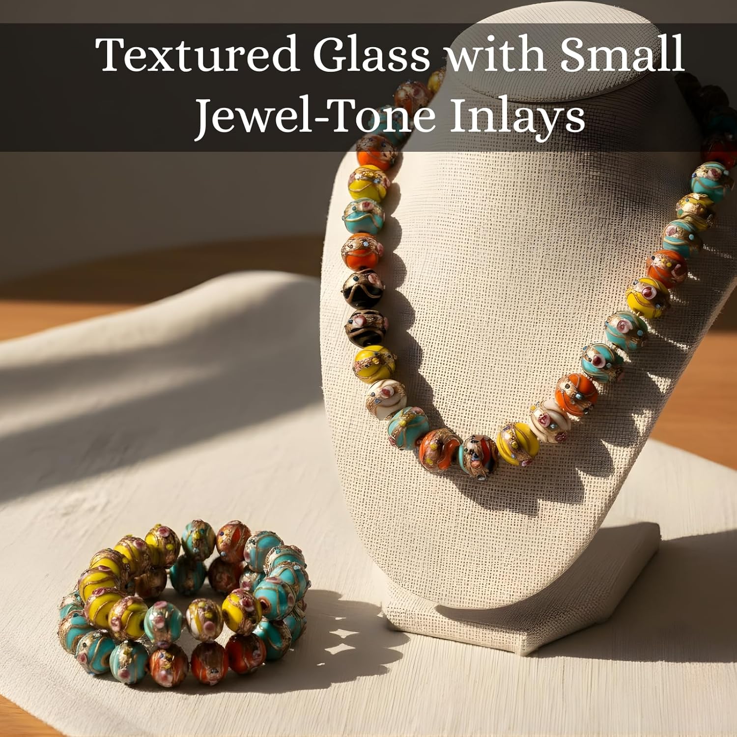 Handcrafted 12mm Multicolor Round Glass Beads | Decorative Beads with Gold Accents | Available in 20 Strands | Ideal for Jewelry Making, DIY Crafts & Accessories