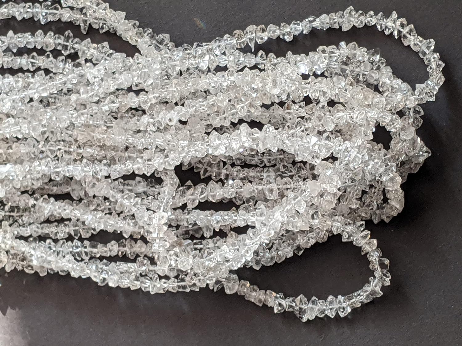 Clear Herkimer Diamond Beads, 5-6 mm Natural Center Drilled Clear Raw Herkimer Diamond Quartz Nuggets For Jewelry (4 IN To 16 IN) - Asg56