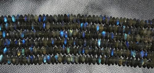 13 inch Strand of Natural gem Blue Flash Labradorite, 6mm Button Faceted Beads for DIY Jewelry Making. | Beads_03909
