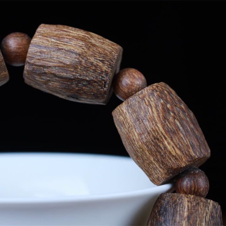 Vietnamese Agarwood sinensis Old Barrel Beads 22mm Freeform Bracelet