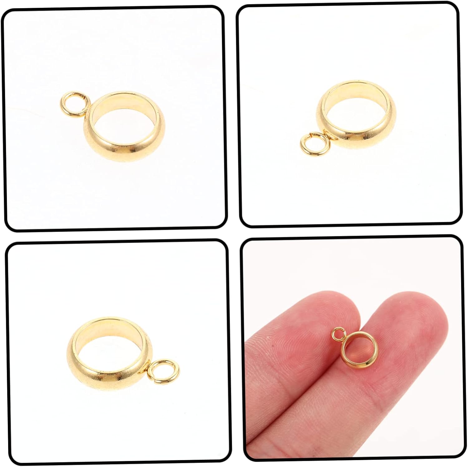 Lurrose 500pcs Craft Making Beads Stainless Steel Bail Beads DIY Charm Hangers for Bracelets