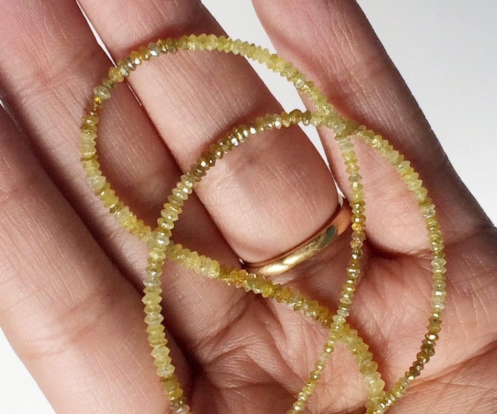1.5-2.5mm Yellow Sparkling Diamonds, Yellow Faceted Diamond Saucer/Thali Beads, Diamond Beads For Jewelry (4IN To 16IN Options) - DSA17, 1.5-2.5 MM Approx.