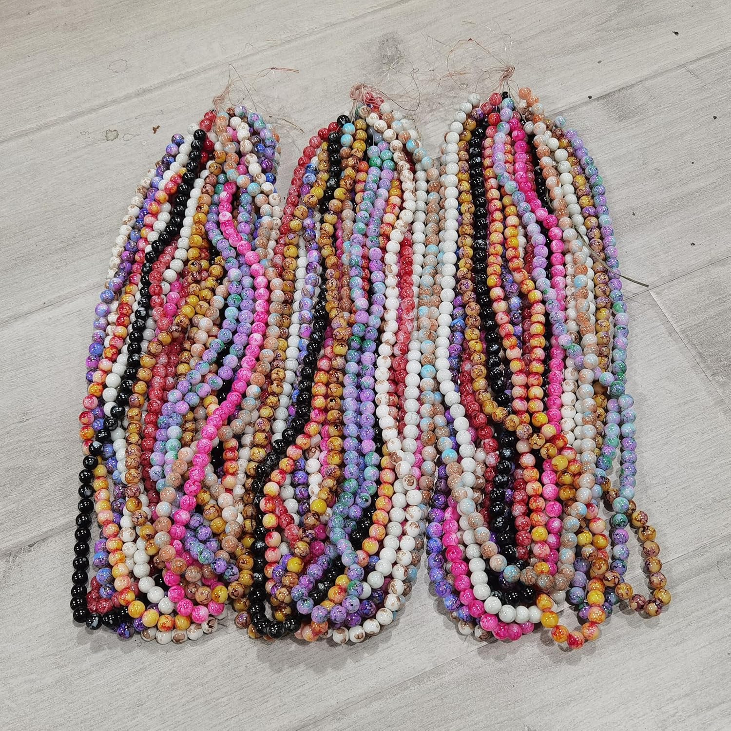 10mm 40pcs Mixed Glass Beads - 20 Strand Set for DIY Jewelry Making - Women’s Accessories - (Color: Mixed Color 7 / Size: 10mm)