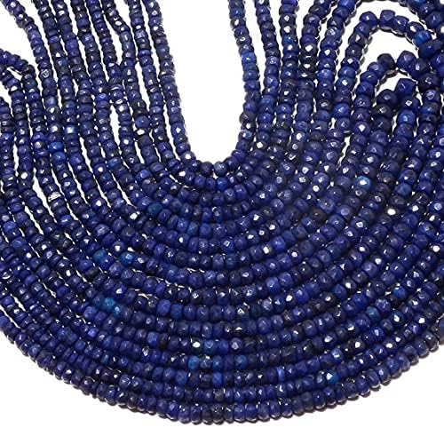 8 Strands, Multi Layer Sapphire Necklace, Blue Sapphire Beads, Faceted Rondelle Beads, 3.5mm to 5mm Beads, 16 Inch Strand