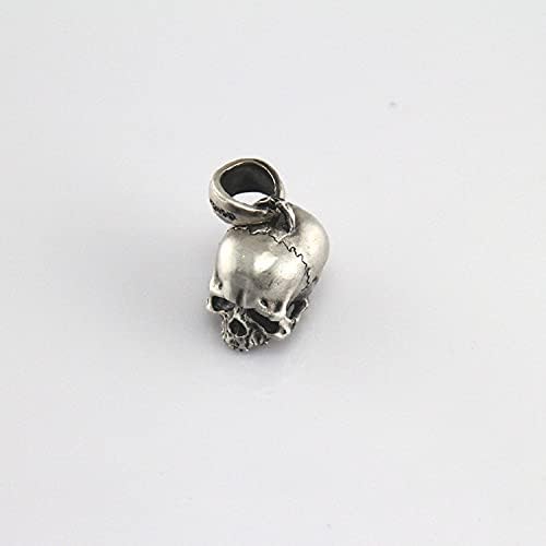 S925 Sterling Silver Half Tooth Skeleton EDC Bead DIY Paracord Keychain Bead Bracelet Accessories Bead,Necklace Pendant Bead,Lanyard Bead,Brass Charms