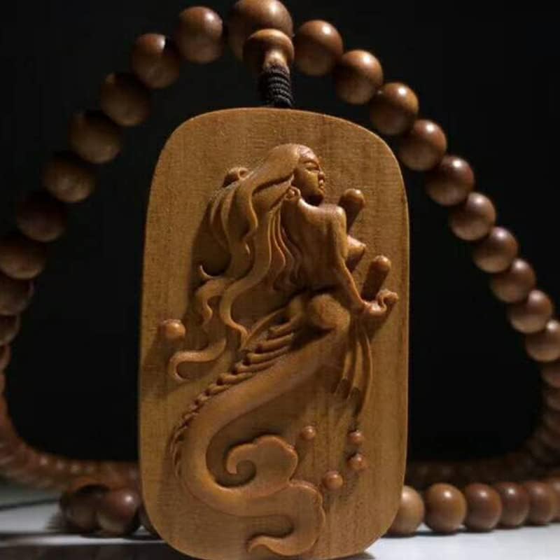 Mascot Wooden Crafts Wood Carving Art Wood Decoration Artwork 老山檀香手串美人鱼108颗 文玩手串念珠男女檀木 佛珠手链(DIY沉水8MM老山)