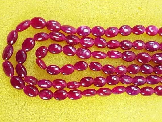 Ruby Glassfilled Smooth Oval Beads 6 x 4-10 x 8 MM Size 8 Inches Strand Smooth Beads