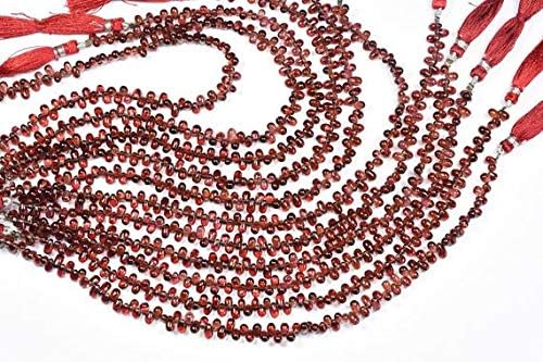 3 Strands AA 8.5 Inch 5-6mm Vivid Pyrope Red Garnet Smooth Tear Drops Beads Strand Code-HIGH-58905