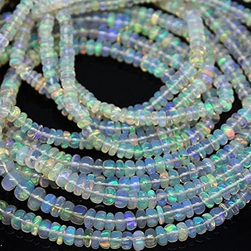 Beads Gemstone 5 Strand Lot Ethiopian Welo Fire Opal Smooth Rondelle Micro Gemstone Craft Loose Beads 16 Inch Long 5mm 3mm Code-HIGH-26081