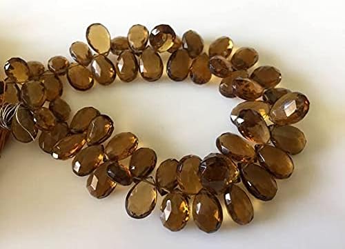 Natural AAA Lemon Quartz Faceted Pear Shaped Briolette Beads, 10x14mm to 7x11mm Beer Quartz Beads, 9 Inch Full Strand