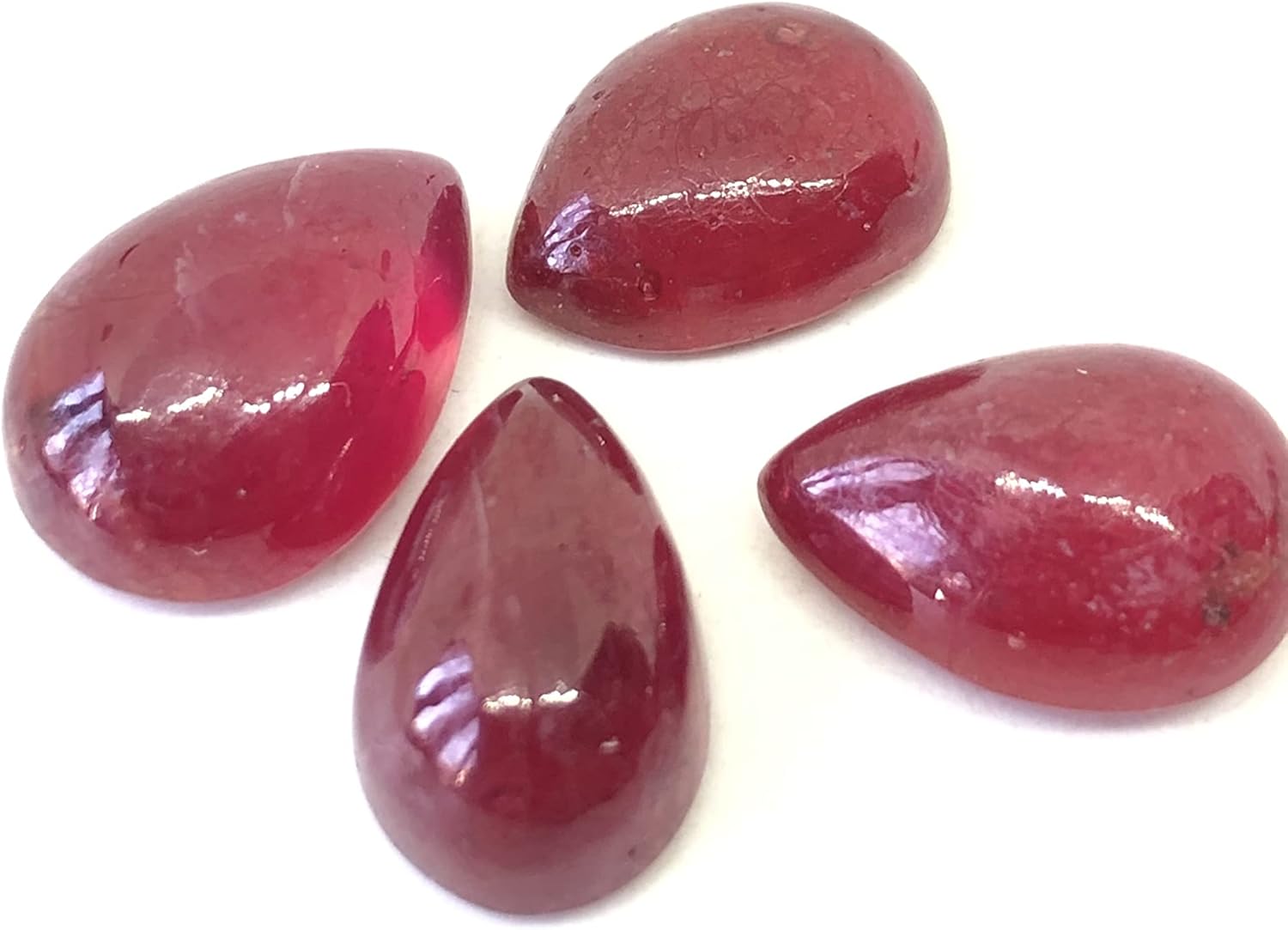 29.70 Ct Deep Red Ruby Pear Shape Cabochon Size 12.50 To 14 mm Wholesale 4 Pieces Lot Loose Gemstone Best For Making Jewelry Design Set