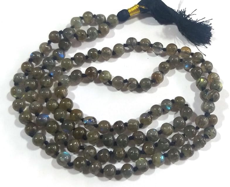Natural LABRADORITE 8mm 108 Mala Beads, Spiritual, Meditation Beads, Reiki, Japa Mala, Buddhist Prayer Beads, Yoga Bracelet, healing beads LKMALA-RRGU-1579