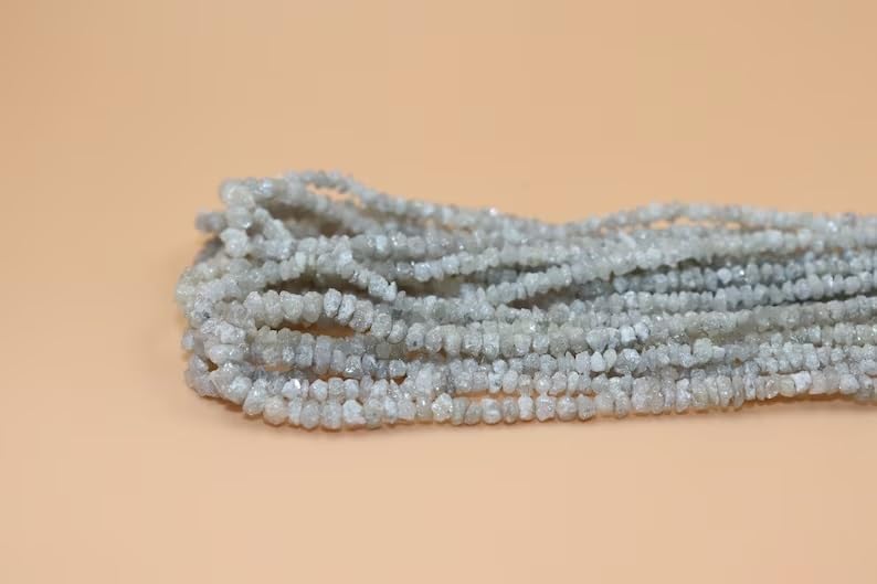 Natural Raw White Diamond Uncut Beads 3-4 mm Raw Diamond Beads Uncut Diamond Beads White Diamond Beads