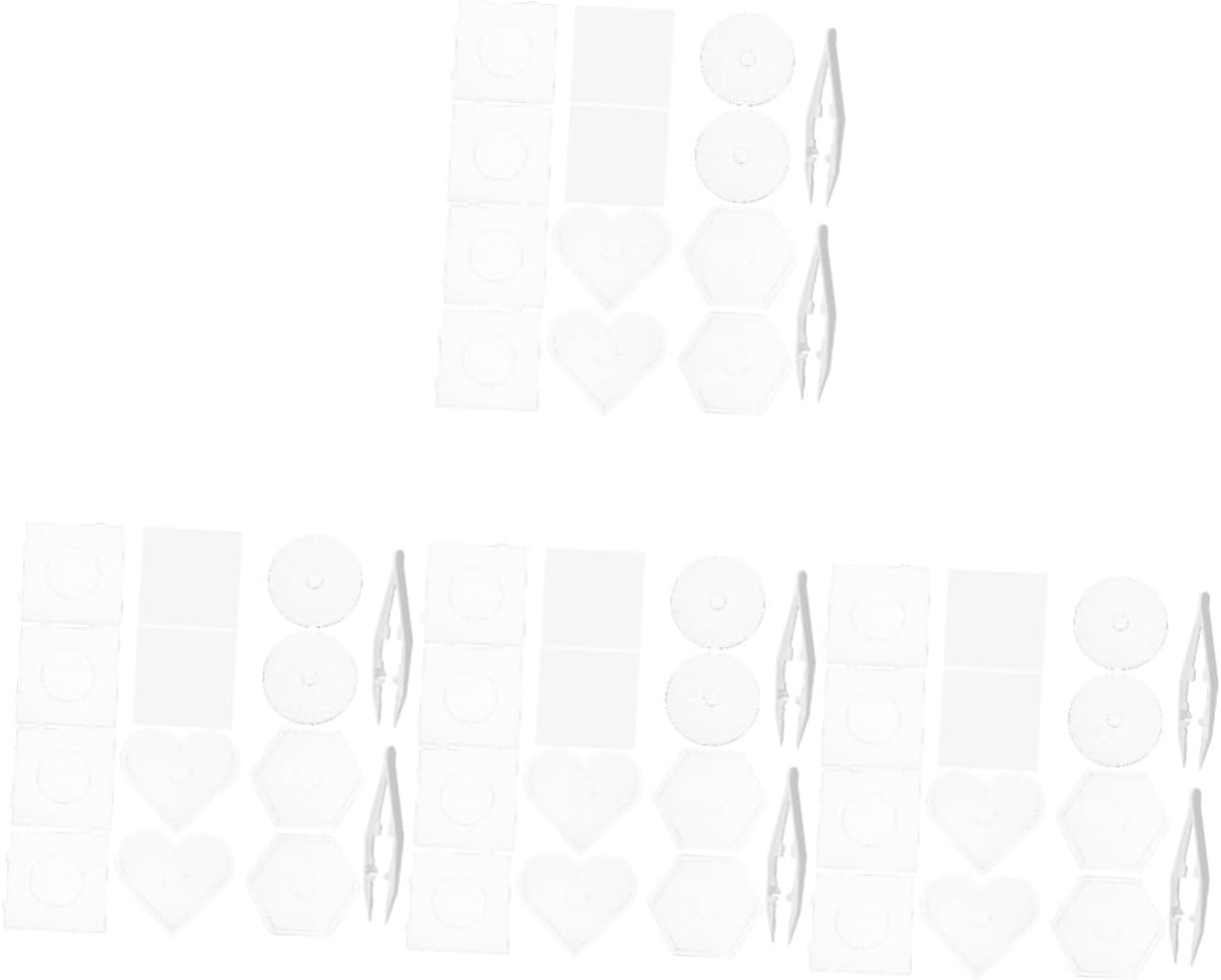 Lurrose 4sets Plastic Bead Pegboard Large Craft Beads Board Interlocking Shape Boards for Boys and Girls DIY Play and Decorations