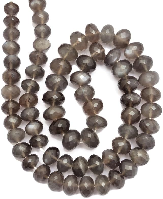 13 inch Strand of Natural gem Gray Moonstone, 7-9mm rondelle Faceted Beads for DIY Jewelry Making. | Beads_03965