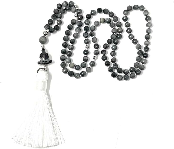 Natural grey tiger's eye 6mm 108 Mala Beads, Spiritual, Meditation Beads, Reiki, Japa Mala, Buddhist Prayer Beads, Yoga Bracelet, healing beads LKMALA-RRGU-1959